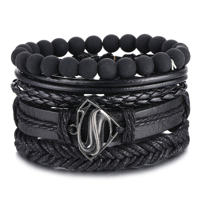 Wholesale Hollow Triangle Leather Men's Bracelet JDC-BT-HanShi005