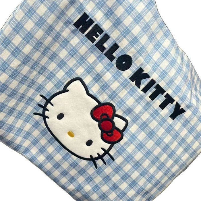 Wholesale Versatile cartoon shoulder bag, checkered casual canvas bag, wholesale for students