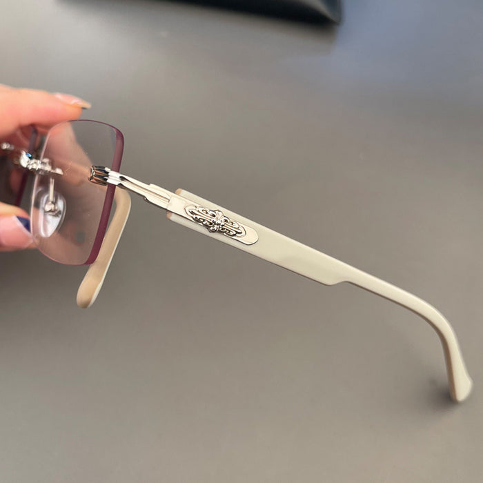 Wholesale Retro perforated frameless glasses with personalized frames for men and women, ultra light and fashionable