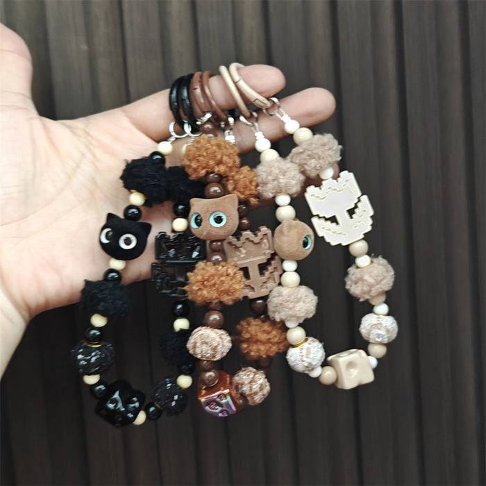 Wholesale Creative cartoon flocked cat keychain