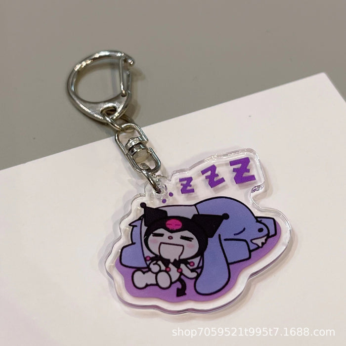 Wholesale Double-sided Keychain Cute Cartoon Book Bag Pendant Transparent Pendant Acrylic Keychain for Men and Women