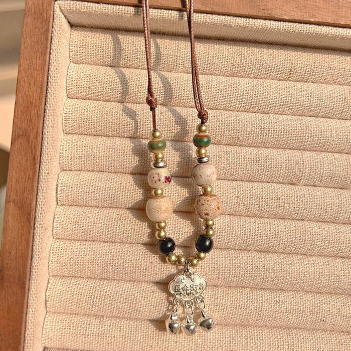 Wholesale Vintage feather necklace, double-layer layered long sweater chain accessory