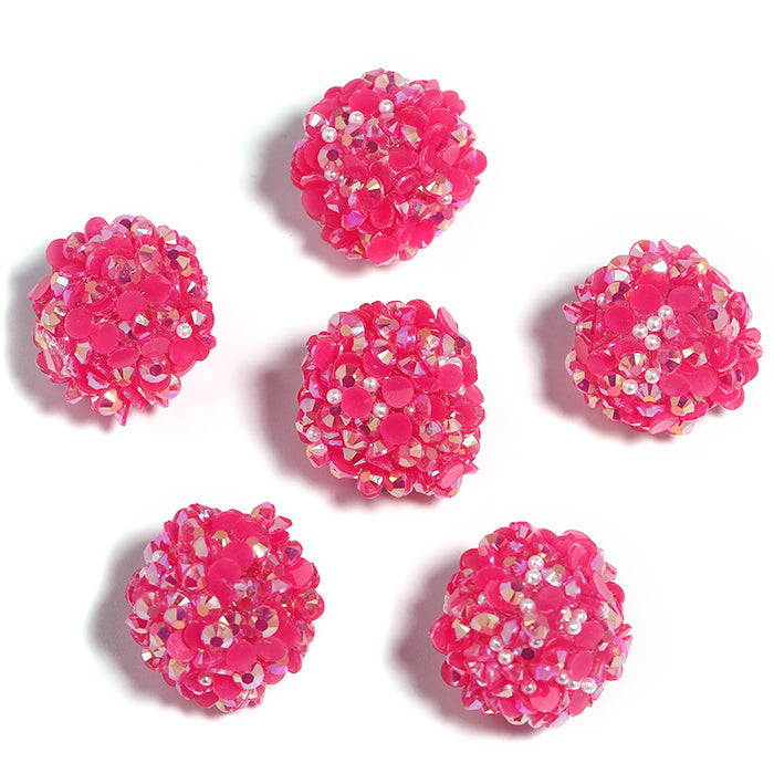 Wholesale 10PCS Colored Rhinestone Pearl Through Hole Acrylic Soft Sugar Beads JDC-BDS-BoLinge014