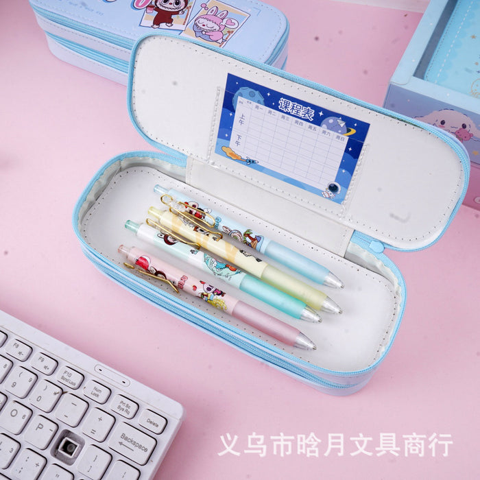 Wholesale Cute Double Layer Cloth Pencil Case Large Capacity