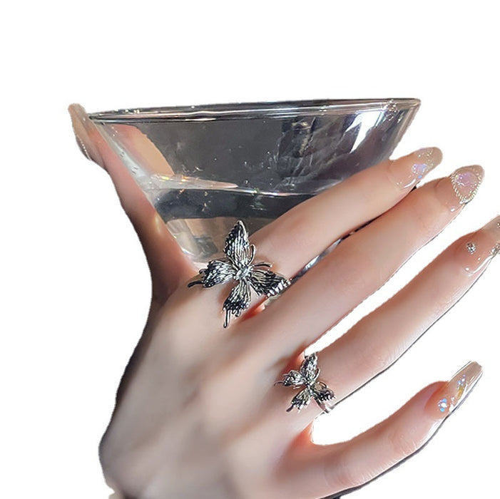 Wholesale Butterfly opening ring for women, niche trend, exquisite and high-end sense, index finger ring, fashionable and personalized