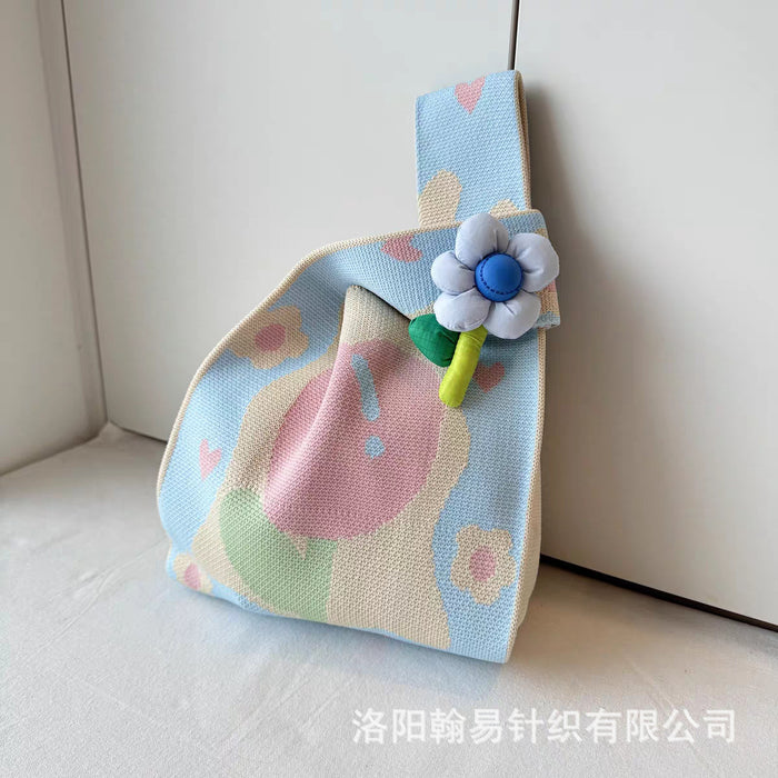 Wholesale New niche designer's flower themed knitted bag, handbag, handbag, and gift bag