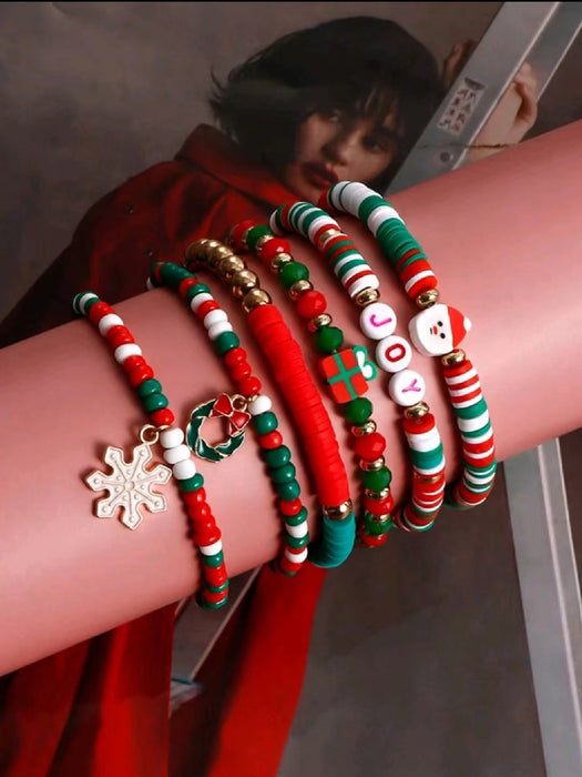 Wholesale Christmas Bracelet Christmas Alloy Beaded Bracelet Combination Set