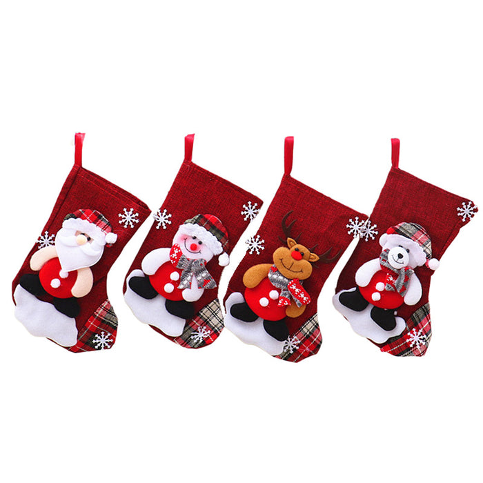 Wholesale Christmas Candy Gift Bag Decoration Props Santa Snowman Socks Medium Size Gift Christmas Stocking Decoration