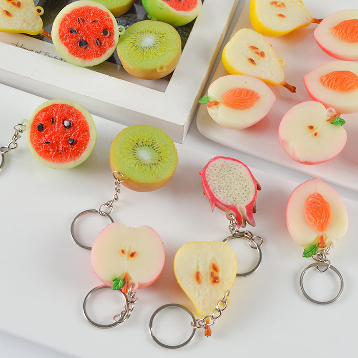 Wholesale PVC Fruit Keychain Bag Charm Simulated Dragon Fruit Decorative Accessory Trendy Gift