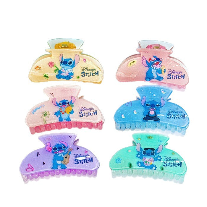 Wholesale Cute cartoon acrylic hair clips with fine glitter