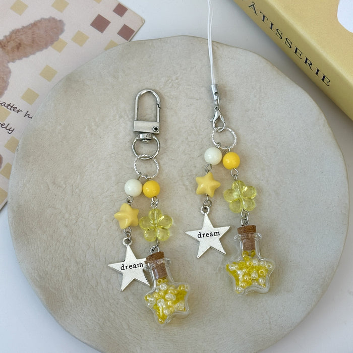 Wholesale Beaded Keychain Girly Heart Simple Mobile Phone Chain Cute Pendant