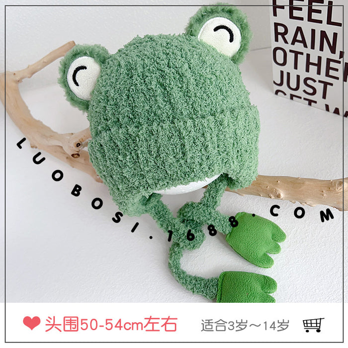 Wholesale Panda plush hat cute animal ears warm pullover hat baby wool hat children ear protection plus velvet hat