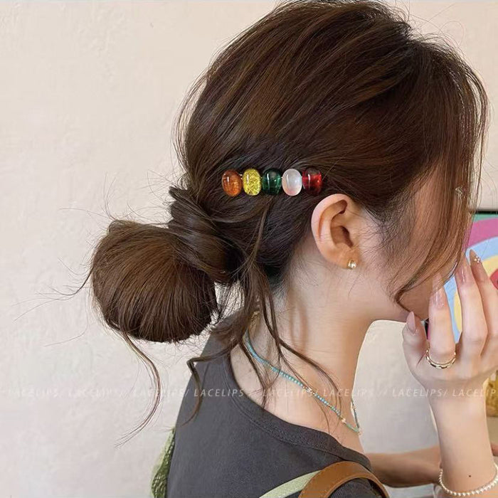 Wholesale Trendy Rainbow Oval Alloy Hair Clip for Everyday Styling Boutique Resale MOQ≥2