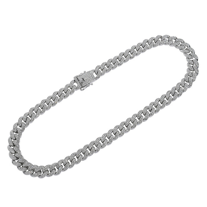 Wholesale Full Diamond Alloy Cuban Men's Necklace JDC-NE-RenQing001