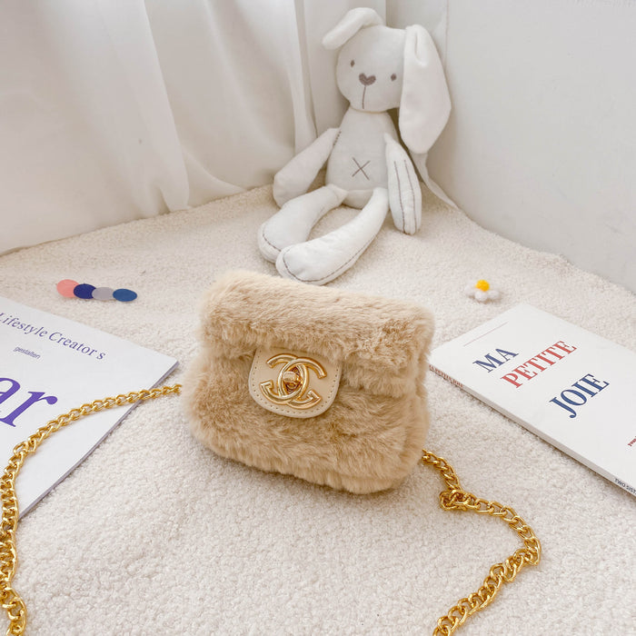Wholesale Plush small square bag, stylish chain crossbody bag
