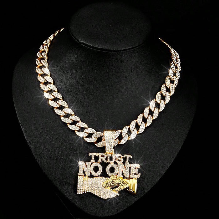 Wholesale Alloy Letter TRUST NO ONE Pendant Men's Necklace JDC-NE-RenQ002