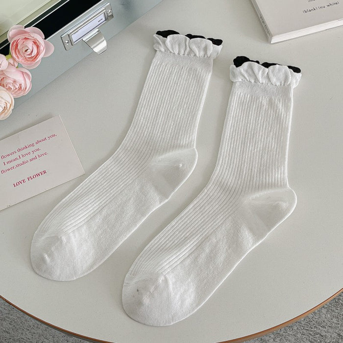 Wholesale Socks, children's thin bow, mid tube socks, versatile lace pile socks, cotton socks