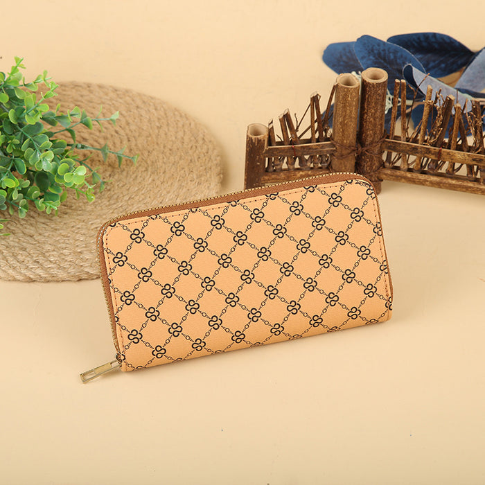 Wholesale Stylish Print PU Long Wallet Fashion Zip Around Clutch Trendy Everyday Handbag MOQ≥3