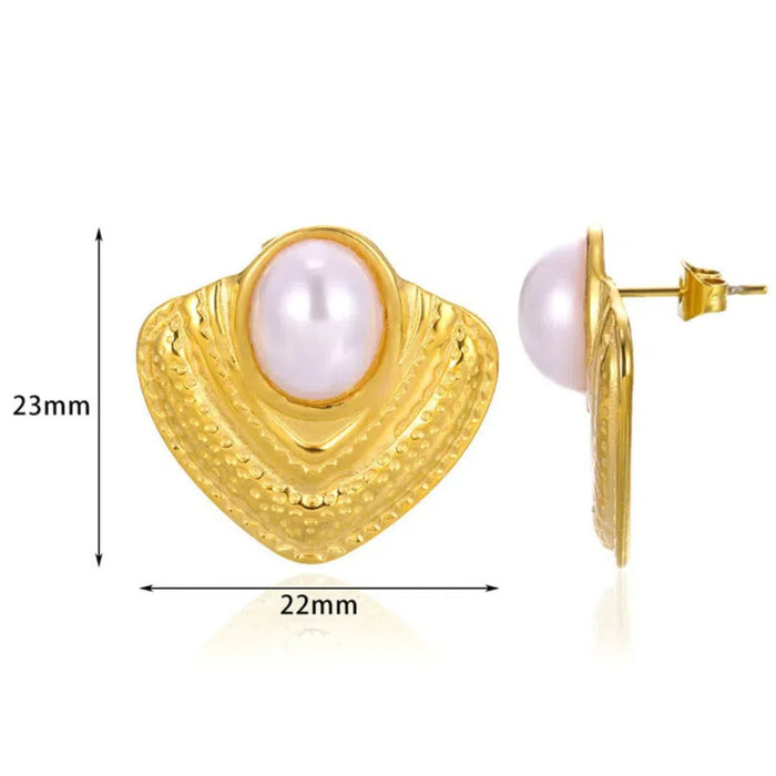 Wholesale Retro French High-end Pearl 18K Gold Earrings