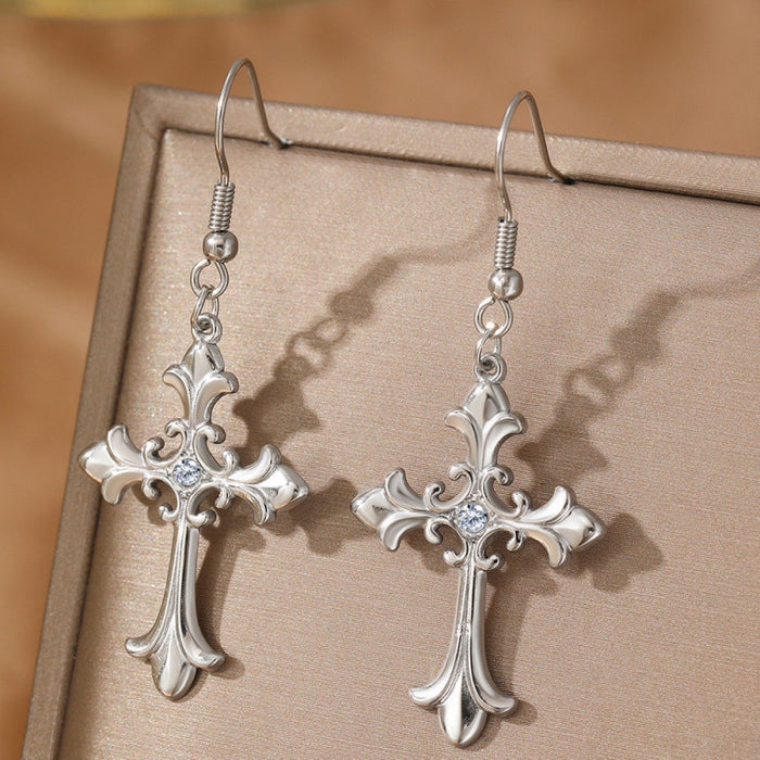 Wholesale Gothic Retro Cross Diamond Earrings