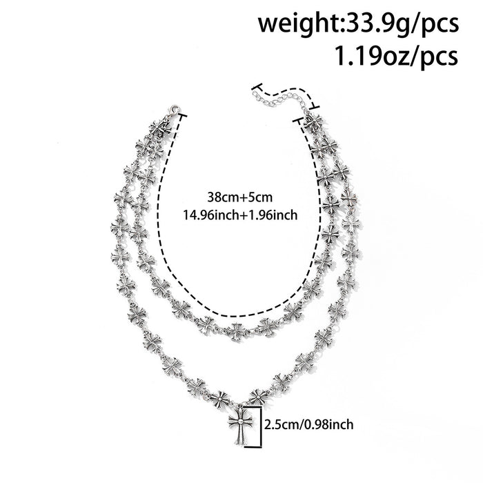 Wholesale Non-Fading Double Layer Cross Necklace  Chain Fashion Jewelry