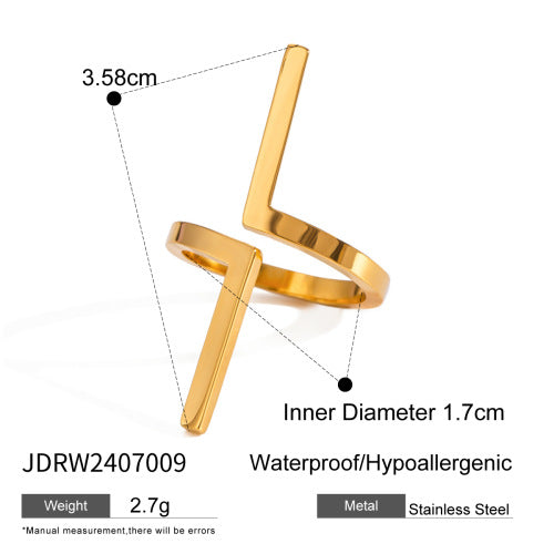 Wholesale Non Fading 18k Gold Stainless Steel Open Ring High-end Feel Ring Titanium Steel Bracelet JDC-RS-JD009