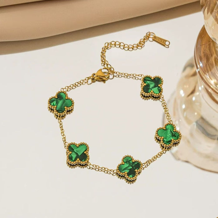 Wholesale 13mm Four Leaf Clover Bracelet Non Fading Five Flower Fritillaria Versatile Bracelet, Unique Handpiece