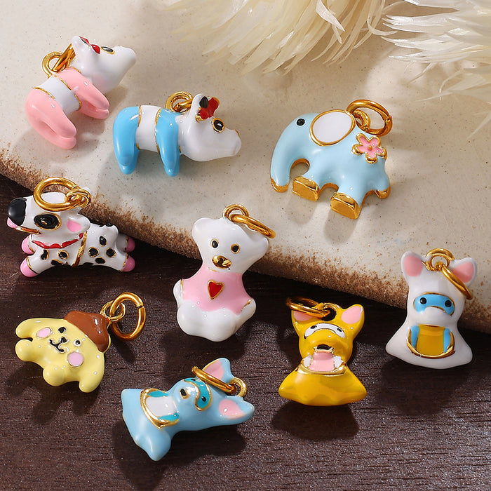 Wholesale Cartoon Cute Stereo Elephant Puppy Oil Dripping Pendant Decorative Accessories Mobile Phone Pendant