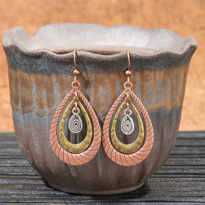 Wholesale 2pcs retro ethnic geometric turquoise earrings