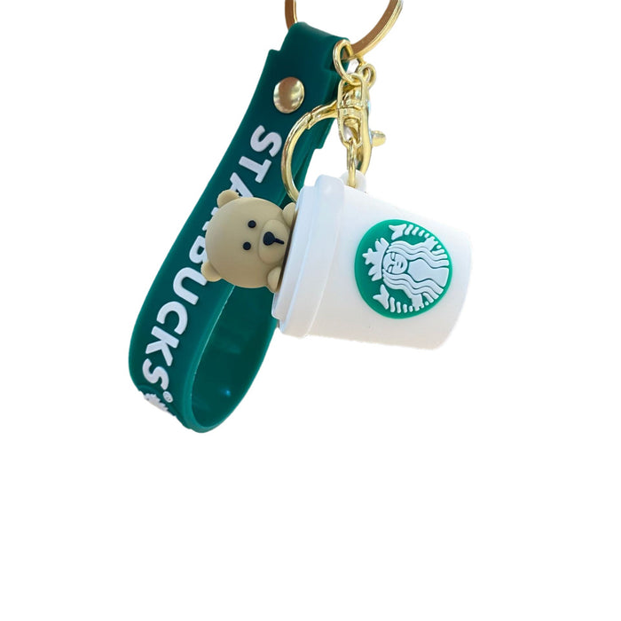 Al por mayor caricatura Starbucks Milk Tea Silicone Keychains JDC-KC-Pengyu001