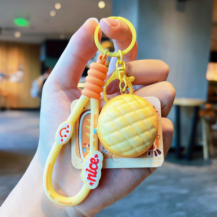 Wholesale Resin bread keychain doll pendant cute student bag car pendant keychain
