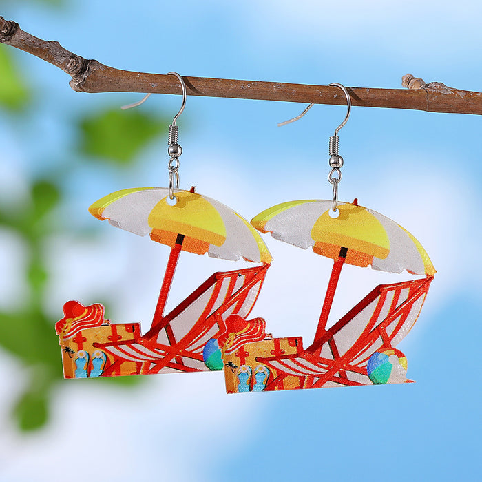 Wholesale Holiday Style Colorful Tropical Palm Tree nut Tree Sun Acrylic Pendant Earrings Beach Earrings