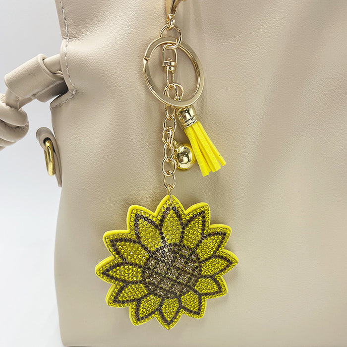 Wholesale Sunflower Keychain with Embedded Crystals