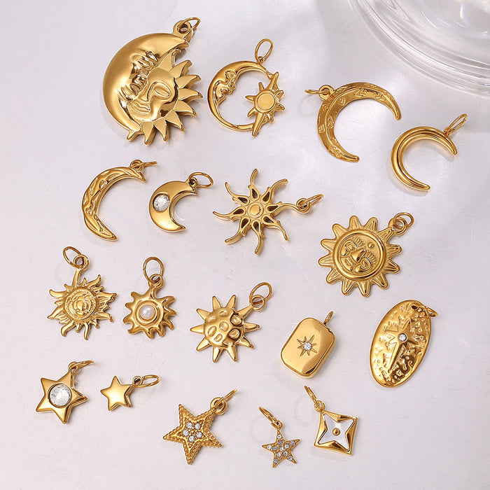 Wholesale Sun and Moon Element Stainless Steel Gold-Plated Pendant