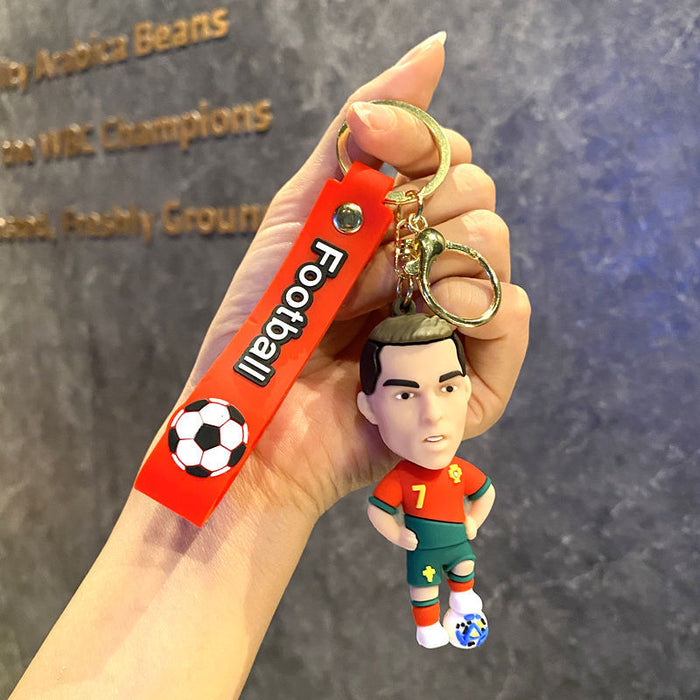 Wholesale Metal Soccer Star Cartoon Keychain Decorative Car Key Accessory MOQ≥2