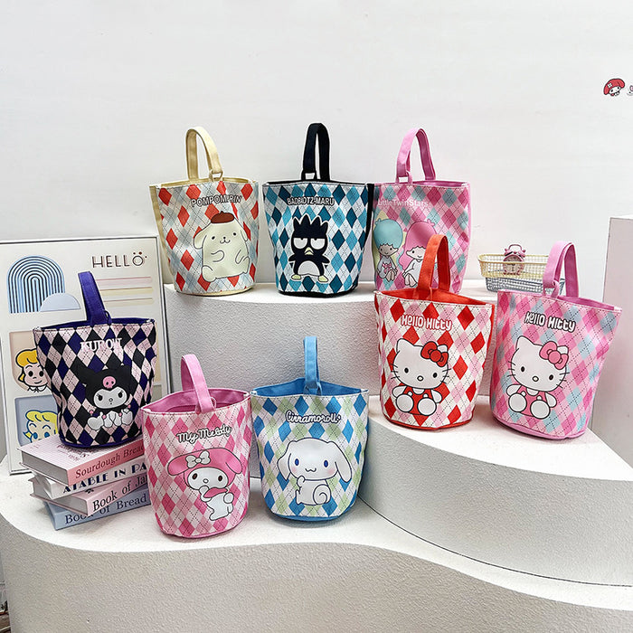 Wholesale Illustration bucket bag cute hand-held cartoon work lunch bag graffiti canvas bag
