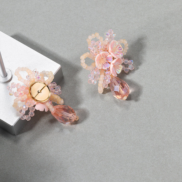 Wholesale Vintage Jewelry Personalized Beaded Imitation Crystal Earrings Silver Needle Anti tassel Earrings