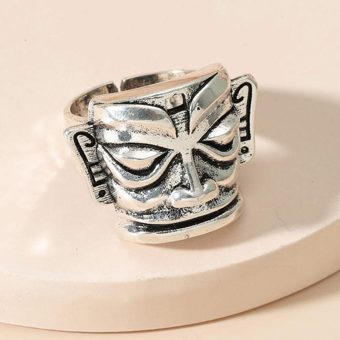 Wholesale Opening Adjustable Face Mask Ring Punk Alloy Ring for Men and Women