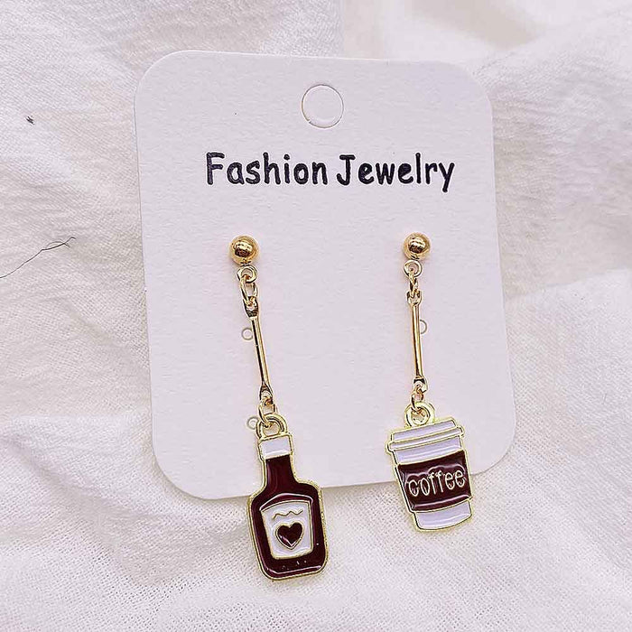 Wholesale Cartoon Beverage Alloy Oil Drop Earrings JDC-ES-Susheng002