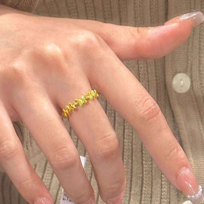Wholesale Golden Butterfly Ring Imitation Gold Three Dimensional Butterfly Ring, Small and Popular Ring