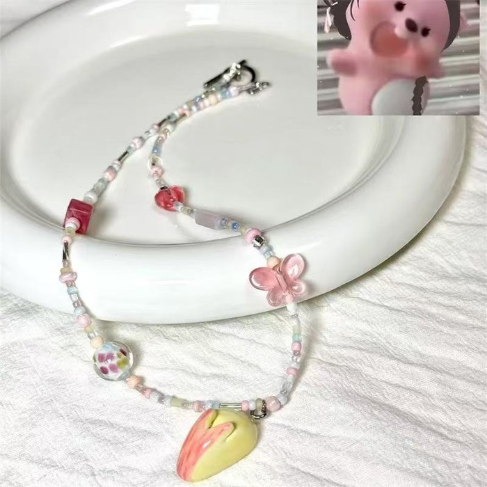 Wholesale   Apple Core Beaded Necklace Female  All-match Clavicle Chain