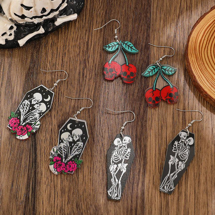 Wholesale  Cherry Skull Lonely Frog Acrylic Cartoon Earrings Earrings Jewelry