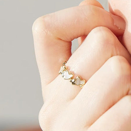 Wholesale Love Shell Ring, niche design, high-end adjustable opening ring, versatile ring, new handmade accessory