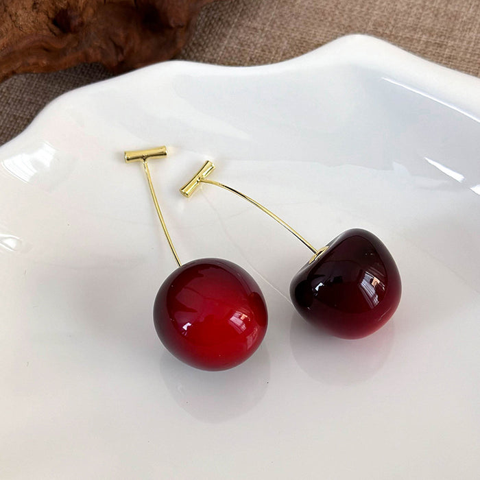 Wholesale Resin Cherry Earrings - Trendy Fruit Design Fashion Accessory