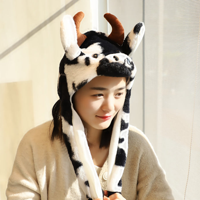 Wholesale Glowing bunny hat with moving ears cute plush warm hat