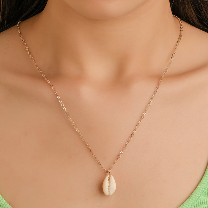 Wholesale Simple shell pendant, fashionable and versatile accessory, single-layer necklace, personalized collarbone chain