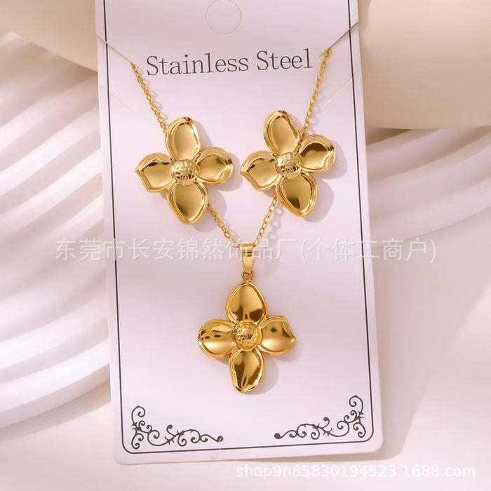 Wholesale 304 Stainless Steel Vacuum Plated Earrings and Necklace Set