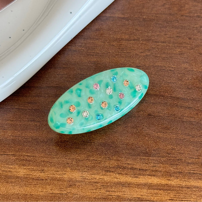 Wholesale Rhinestone Oval Hairpin Side Clip Acetic Acid Duckbill Clip Advanced Sense Bangs Clip