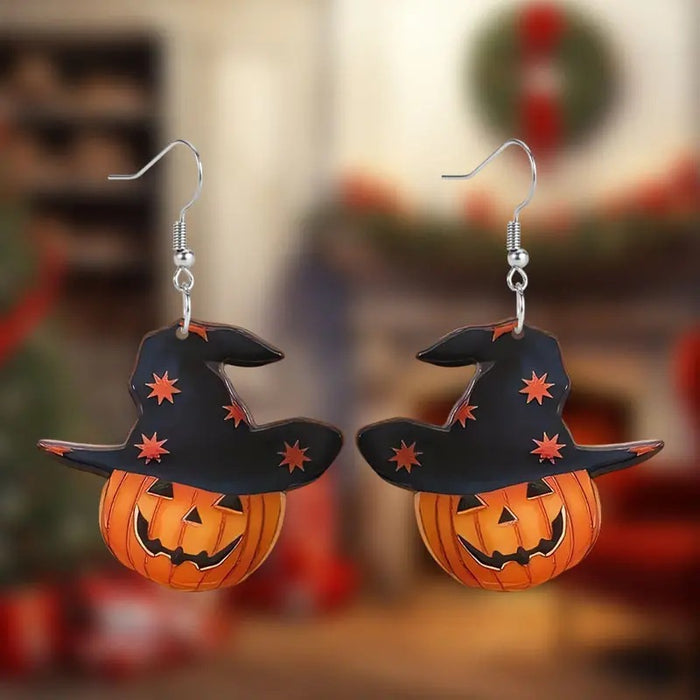 Wholesale Acrylic Black Cat Pumpkin Halloween Earrings JDC-ES-WenT025