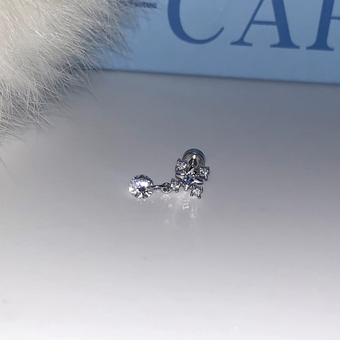 Wholesale  Blue Cross Snowflake Drop Ear Bone Nail Titanium Steel U-shaped Cross Ear Ring Stacked with Double Blue Earrings for Women